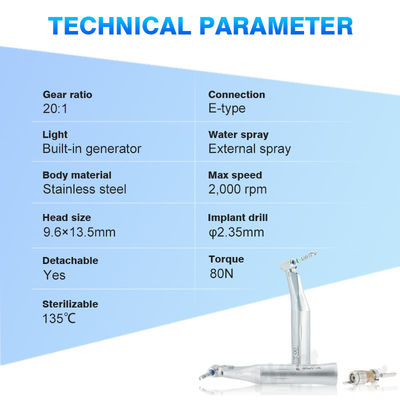 Verringerung des Gegenwinkels E-Generator Led-Licht 20/1 Zahnimplantat Handstück