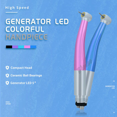 Luftturbine Dental Glasfaser Hochgeschwindigkeitshandstück mit 5 LED-Leuchten Dental E-Generator Hochgeschwindigkeitshandstück